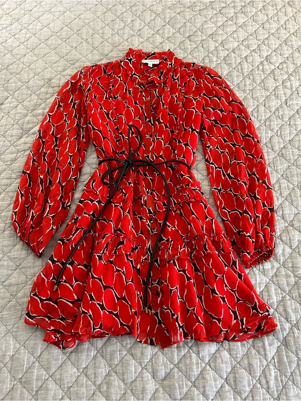 Karina Grimaldi Trina Print Mini Dress Red Stone XS